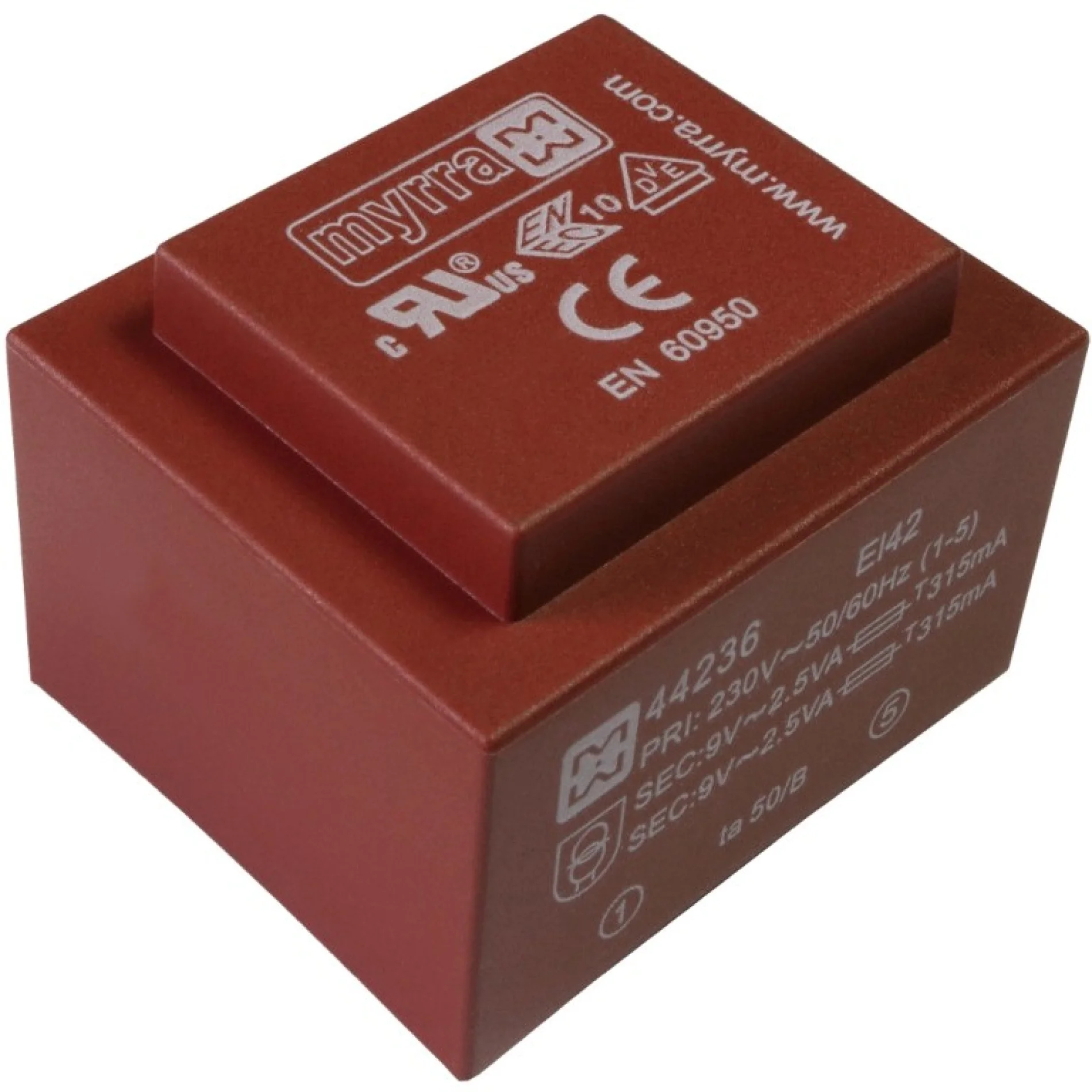 שנאי יצוק למעגל מודפס - 230V ⇒ 9V - 265MA / 2.3VA